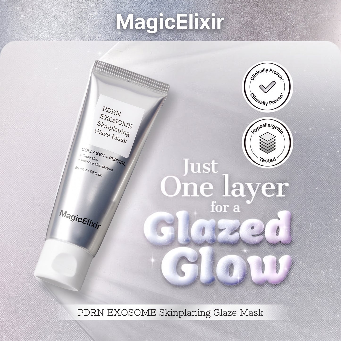 MagicElixir™ PDRN-Exosome Skinplaning Glaze Mask (50ml) with Silicone Brush